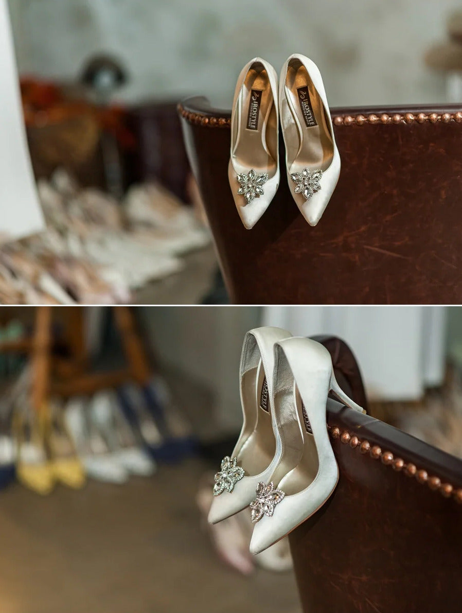 ヒール1cm-11cm│カッティングパンプス サテンホワイト