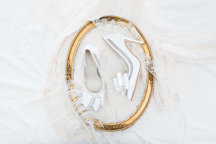 【レンタル】ヒール10cm│23.5cm グランリボンパンプス サテンホワイト